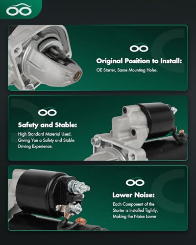 Image of SCITOO Starter Motor 33318 10878 2014-2017 for Ram for ProMaster 1500 3.0L 2014-2018 for Ram for ProMaster 2500 3.0L 2014-2018 for Ram for ProMaster 3500 3.0L PMGR 12V 2.5kW CW 9 Tooth