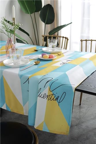 Nappe polyester haut de gamme 135x220 imprimée de triangles bleus chic KnSam