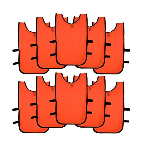 Ronex Sports Pack de Petos de Entrenamiento 10 Unidades para niños, jóvenes y Adultos (Petos Deportivos, Petos de Futbol (Naranja, Adulto)