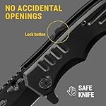 Safety Lock Pocket Knife - 3.4-inch Sharp Blade - Folding Tactical Black Knives with Aluminum Handle - Ideal Tool for EDC Camping Hunting Survival Work Hiking - Birthday Gifts for Men & Women 6681 - Image 4