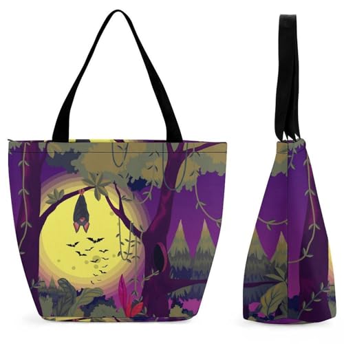Sac à main pour femme Lune Nocturne grand cabas de shopping et voyage noir