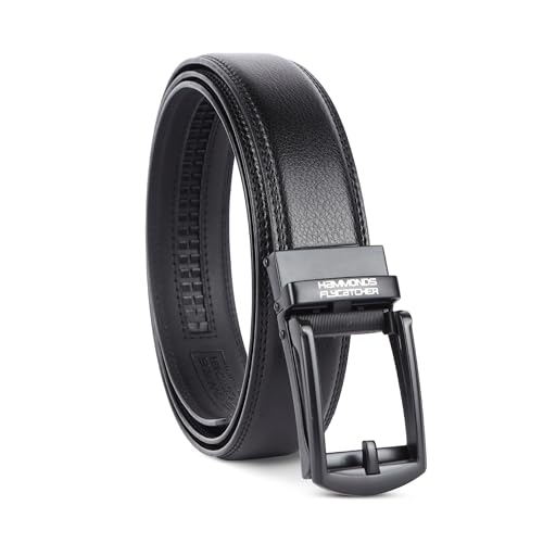 HAMMONDS FLYCATCHER Genuine Leather Belt for Men – Perfect for Formal and Casual Wear – Majestic Black – Adjustable Waistband up to 46 Inches – Autolock Belt for Formal and Casual Wear