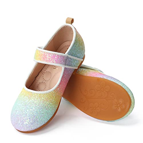 Rainbow Dress Shoes Girl's Glitter Princess Shoes Toddler Mary Jane Shoes Sparkly Party Ballet Flats in Casual Wearing Colorful Gift for Little Girls3