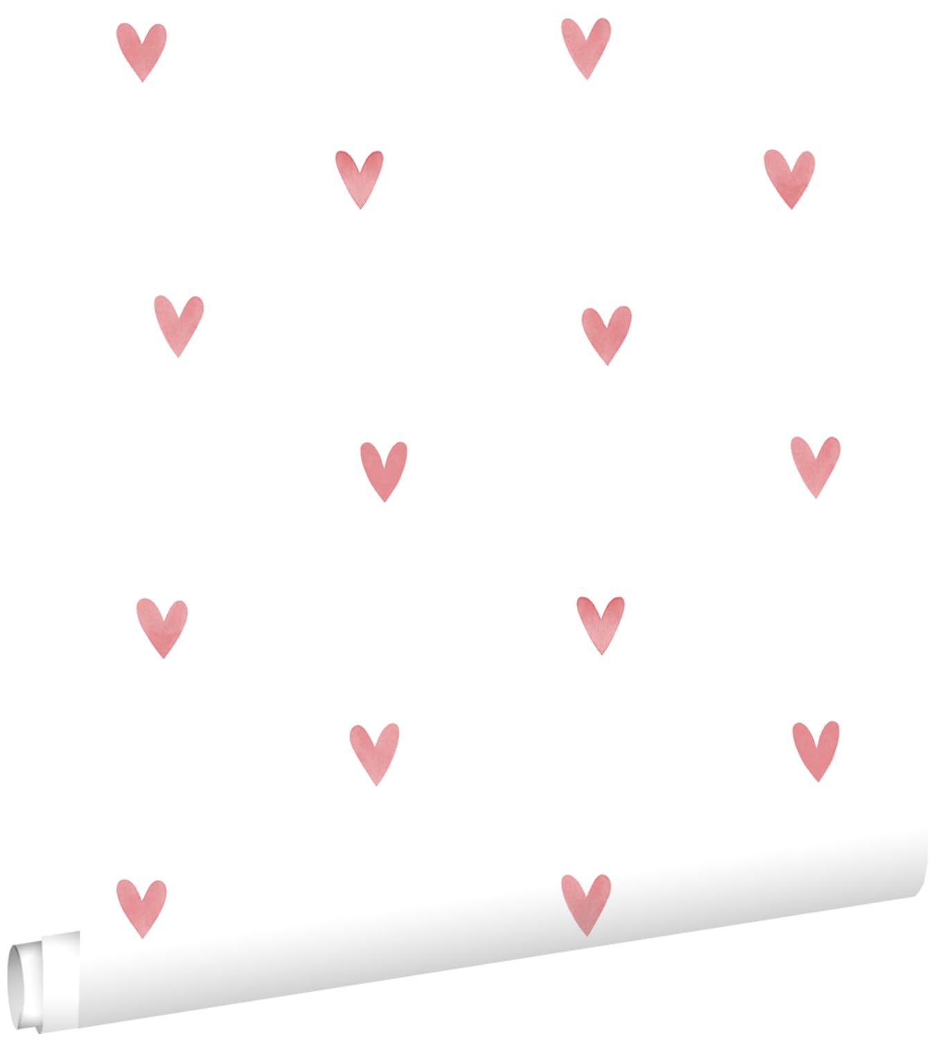 papier peint coeurs blanc et rose 50 x 900 cm - ESTAhome