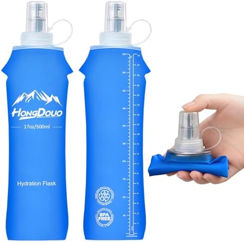 Flexible Running Bottles - Two Pack: 500ml/17oz, Foldable, BPA/PV...