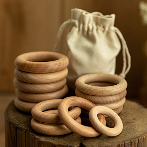 Bopoobo Wooden Rings Natural Beech For Craft, Unfinished Wood Ring Circle Rings For Diy Baby Teething Toys, Baby Wooden Teether Accessories, Pendant Connector (10 Pcs, 60 Mm) #TOP5