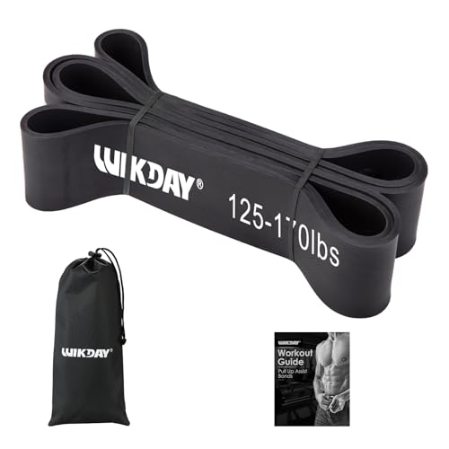 WIKDAY Resistance Bands for Working Out, Exercise Bands, Workout Bands, Pull Up Assistance Bands for Body Stretching Training Physical Therapy Muscle Training for Men & Women Black (125-170 lbs)