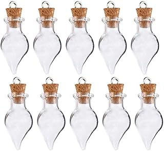 NUOBESTY 30pcs Water Drop Shaped Wishing Bottle DIY Wishing Bottle with Cork Stoppers Mini Glass Bottle Tear Drops Jars Vials Wish Bottle ( Clear )