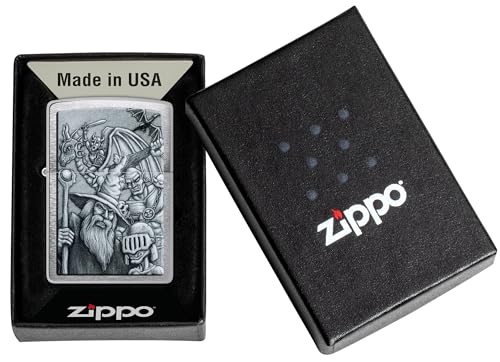 Image of Zippo Mystical Beings Design Brushed Chrome, Windproof Pocket Fuel Refillable Lighter, BIS Certified