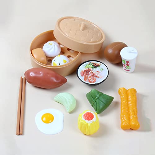 Mbarbs Simulation Chinese Breakfast Food Pretend Dramatic Plastic Mini Food Toys Set Play Kitchen Cooking Accessories for Boys Girls Children Family Dollhouse Furniture, Role Play