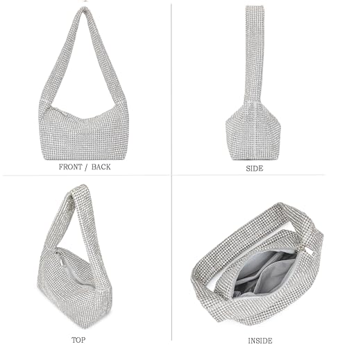 Image of BBTT.ful Rhinestone Evening Handbags Sparkling Crystal Purse Daily Casual Shoulder Bag