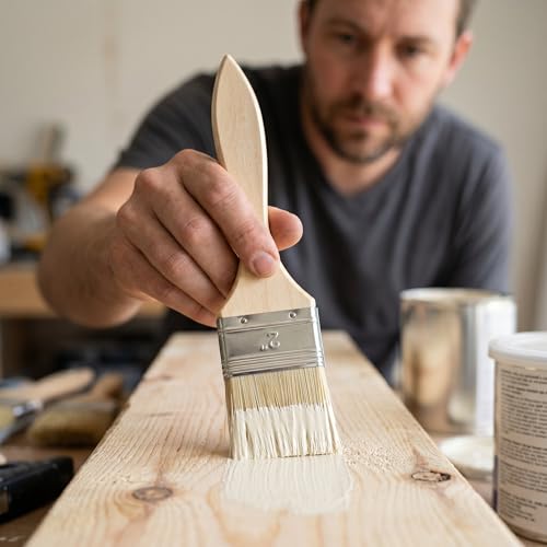 Miniatura 8 de Set De Brochas Para Pintura 4 Piezas De 50mm A 20mm Para Paredes, Muebles Y Manualidades Cerdas Sintéticas Mango De Madera Ergonómico Uso Con Pintura Base Agua O Solvente
