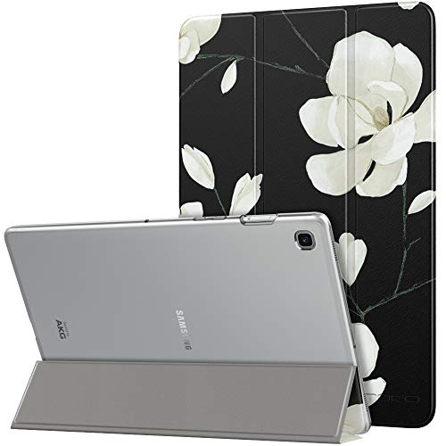 Image of MoKo Case Fit Samsung Galaxy Tab S5e 2019, Ultra Thin Slim Shell Trifold Stand Cover with Frosted Back with Auto Wake & Sleep for Galaxy Tab S5e SM-T720 /SM-T725 2019 Tablet - Black & White Magnolia