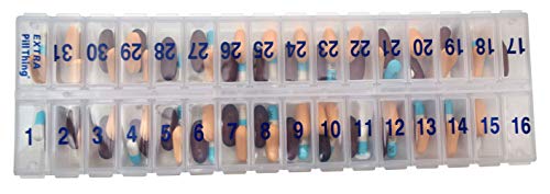 Image of Once-a-Day Monthly Pill Organizer - Large Compartments with Removable Lid for Easy Loading - Holds 31 Days of Medications Plus Extra Compartment - BPA Free (Pack of 2)