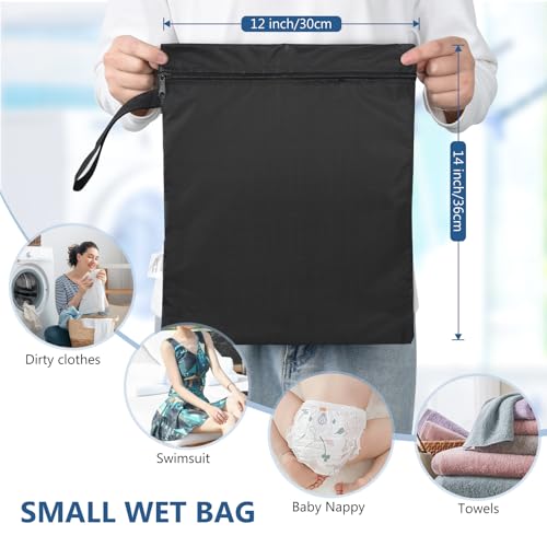 Miniatura 2 de Otraki Bolsa Húmeda Seca-2pcs Bolsa Ropa Sucia Wetbag Impermeable Reutilizable Con Cremallera Bolsa De Almacenamiento Para Gimnasio, Playa, Piscina 30 X 36 Cm Small