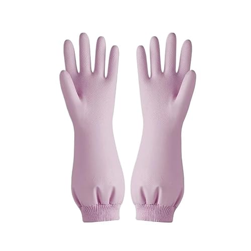 QWWQYDY Gant Menage Fleece Gloves Winter Dishwashing Warm Kitchen Durable Waterproof Household Rubber Laundry Cleaning(Purple)