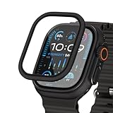 FLOLAB NanoArmour for Apple Watch Ultra 3 / Ultra 2 screen protector with Anti-Reflective for 49mm iWatch Ultra 1 Tempered Glass: Enhance Display, Easy to Install, Aluminum Frame - Original Black