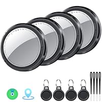 Air Tracker Tag Schlüsselfinder 4er Pack, Koffer Tracker Kompatibel mit Apple Wo ist? APP (Nur iOS), Bluetooth Key Finder für Gepäck/Taschen/Brieftasche, Smart KeyFinder, Austauschbarer Akku, Schwarz
