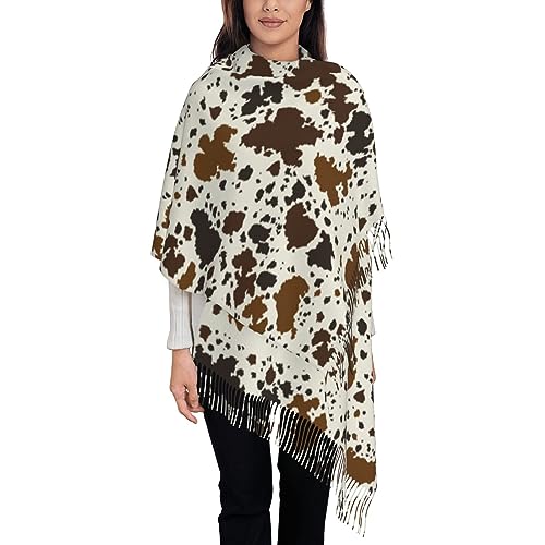 Cow Print Shawl Wraps with Tassel Soft Fashion Warm Scarves for Women2