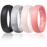 Egnaro Inner Arc Ergonomic Breathable Design, Silicone Rings for Women with Half Sizes, Women's Silicone Wedding Band, 6mm Wide - 2mm Thick