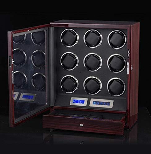 Mechaniczny Zegarek Shaker, Nakręcarka Do Zegarków, Pudełko Do Przechowywania 9 Zegarków, Cichy Silnik, Wyświetlacz Cyfrowy Lcd, Podświetlenie Led, Szuflada, Drewniane, S