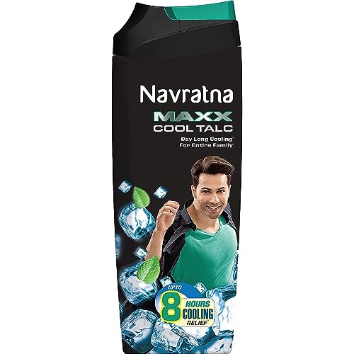 Navratna Maxx Cool Talcum Powder | Cooling Body Powder for Sweat Absorption & Odor Protection | Strong Cooling Effect & Long-Lasting Fragrance | 14.11 Oz (400gm)