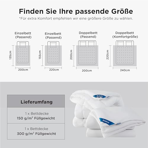 BEDSURE Bettdecke 135x200 Winterdecke 450gsm - 4 Jahreszeiten 2 teilig Bettdecken - Inklusive Ganzjahresdecke 135x200 300gsm & Sommerdecke 200x135 150gsm, Steppdecke für Winter/Sommer/Vierjahreszeiten