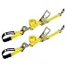 DC Cargo Mall 2 Ratchet Axle Strap Tie Downs (2" Wide x 114" Long – 2 Pack) with Adjustable Ring and Slipfree Webbing for Secure Auto Hauling, Heavy-Duty Tow Straps for Car Trailers and Auto Carriers