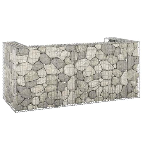 Générique Mur en Gabion pour poubelles Acier galvanisé 254x100x110 cm,Cache-conteneurs à déchets,37.05KG-151300