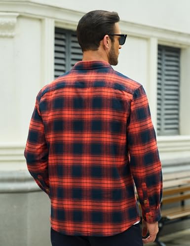 MAGCOMSEN Men's Flannel Shirts Long Sleeve Plaid Shirt Button Up Casual Shirts Lightweight Shirt Jacket with 2 Pockets4