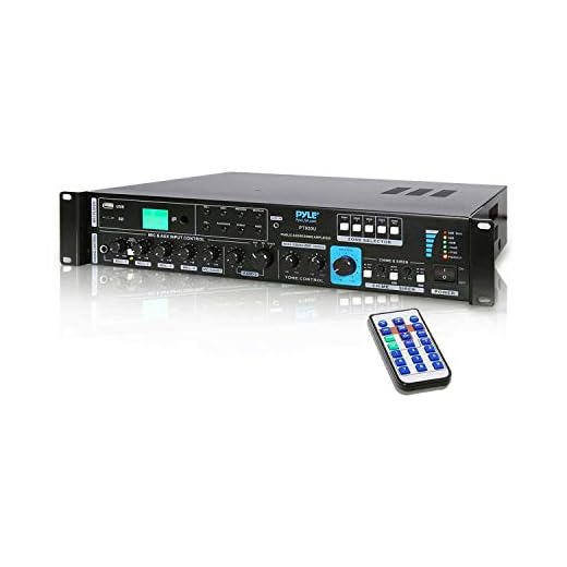70V System Audio Power Amplifier - 700W Rack Mount Home Stereo Sound Receiver Mixer System w/ 70V 100V Speaker Output, RCA AUX IN, USB, Mic Talkover - For Multi Speakers, Studio Use - Pyle PT930U