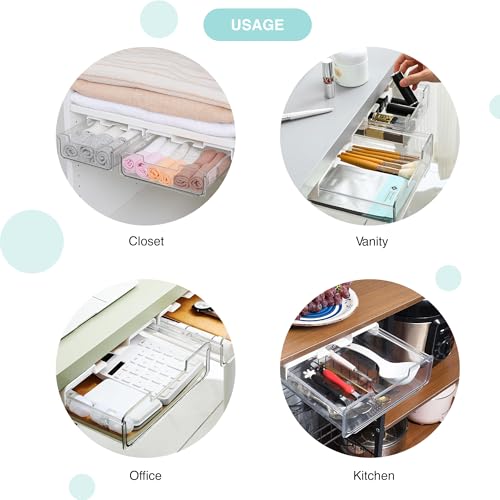 Image of oddpod Under Desk Hidden Plastic Drawer Organizer /Sliding Self-Adhesive Attachable Hidden Table Storage Tray for Office, Home & School - Medium