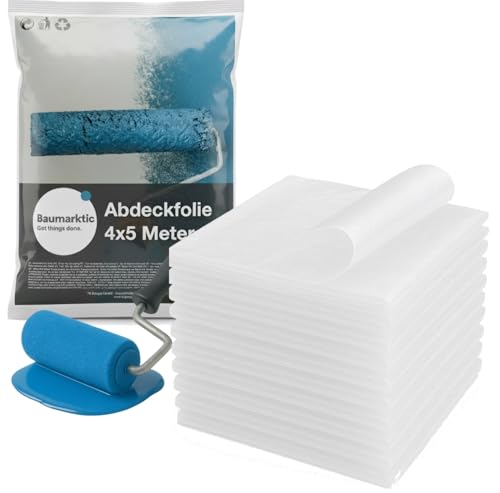 6x Malerplane 4x5 meter - Abdeckfolie - transparent & extra stark - als Malerfolie & Malervlies - Aâ€¦ – Miniatur