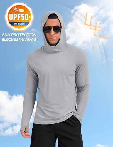 TACVASEN Men's Rash Guard Sun Hoodie Long Sleeve UPF 50+ Sun Protection SPF Quick Dry Hiking Swim Fishing Shirt3