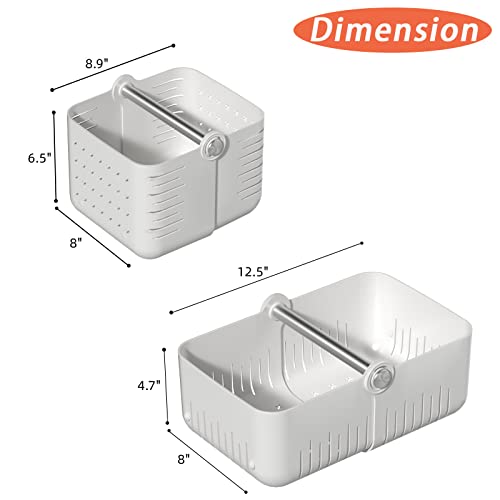 Shower Caddy Portable Organizer, 2-Pack Bathroom Caddy, Shower Basket For Organizing, White Small Pool Storage Basket, Plastic Storage Basket With Handle, Gathering Basket Bin For Kitchen #TOP5