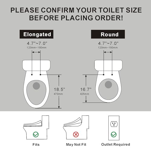 Image of XCQQ Electric Heated Bidet Toilet Seat, Round, S9BR