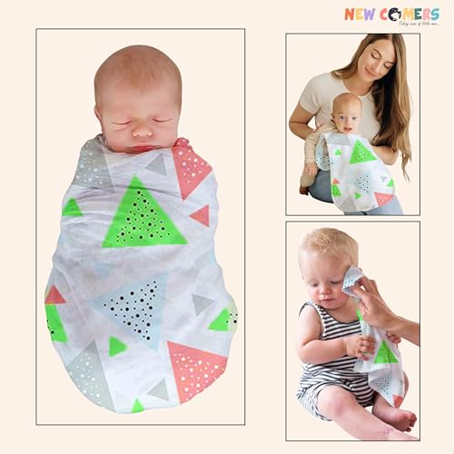 Image of NEW COMERS Baby Muslin Cloth Set | 6 Pcs Double Layered Pure Cotton Swaddle Wrap | Soft & Absorbent Baby Burp Cloth & Reusable Washcloth Towels, White (SBW 13)