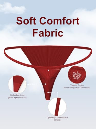 Image of Cotton Thongs for Women G-String Breathable Underwear Low Rise T-back Panties Comfortable Stretch 6 Pack
