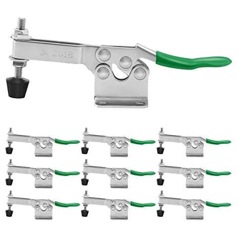 10 pack Hold Down Toggle Clamps Latch Antislip Red 201B Hand Tool 200Lbs Holding Capacity Antislip Horizontal Quick Release Heavy Duty Toggle Clamp Tool (201B 10pcs Green) Cover