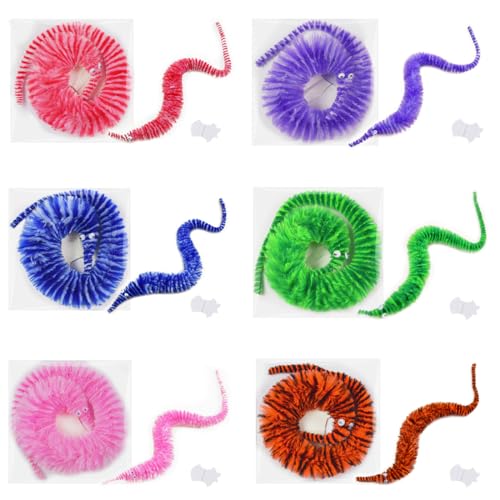 KSJEHW 12 Stücke Fuzzy Wurm Spielzeug,Magische Raupe,Magic Worm,Magische Wurm Spielzeug,Bunt Wurm Spielzeug,Twisty Zauberwurm,Wiggly Worm,Magic,Haustierspielzeug Für Kätzchentraining(6 Farben)