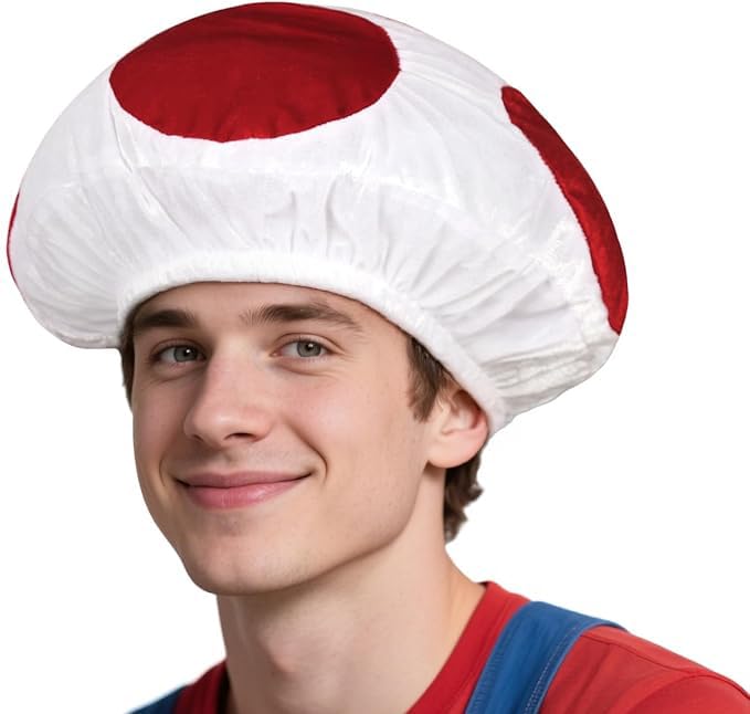 lckellong Mushroom Hat Toad Costume Adult Anime Cosplay Red White Spotted Mushrooms Caps Halloween Headwear