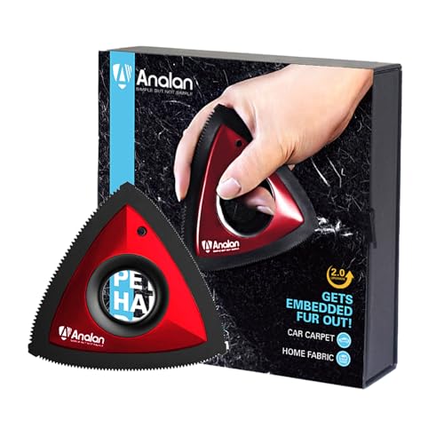 ANALAN Cepillo de depilación de Mascotas depilación de Perros en el sofá, Cepillo de depilación de Gatos para el Aseo del Coche, la Limpieza del Coche (Rojo Burdeos)