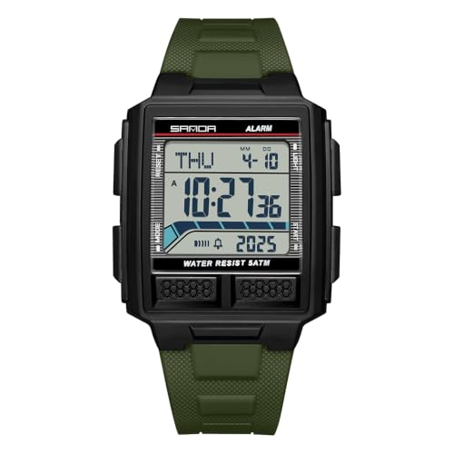 Gosasa Classic Square Face Unisex Women's Men's Digital Multifunction Outdoor Casual Watch Countdown 50M Waterproof Led Light Wristwatch …