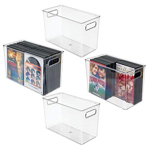 mDesign Rectangular, Deep Plastic Office Supplies Storage Organizer Bin with Handles - Bin