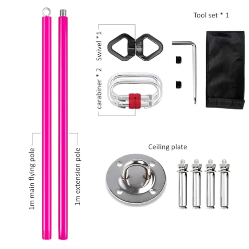 Image of Dreamlin 6.6ft /2m Silicone Aerial Flying Dance Pole Portable Suspension Fitness Tube Hanging Rotary Silicone Steel Dancing Pole Gym Equipment for Home Bar