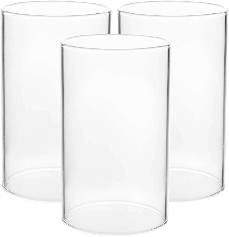 VOSAREA 3pcs Glass Candle Holder Open Ended Tube Shade