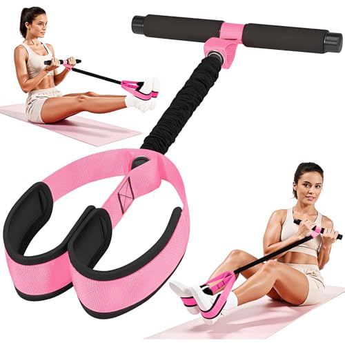 Multifunktionales Zugseil Pedal-Widerstandsband,Sit-Up Zugseil Bauchtrainer für Zuhause Beintrainer Po Trainer,Verdickte Latexschläuche und weiches Schaumstoff-Fußpedal,Sit-up-Trainingsgerät für Bauch