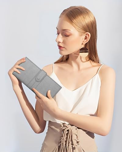 Image of FEDUS Leather Premium Long Currency Holder,Passport Holder for Unisex, Wallet with Card Holder,Id Card,Ticket,Currency,Boarding Pass Slots RFID Protected Travel Accessories Organiser,Grey