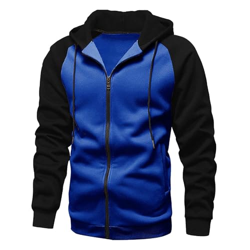 2 Pack Men's Novelty Color Block Hoodies Full Zip Track Jacket Casual Fleece Zipper Hoodie Hooded Sweatshirt2