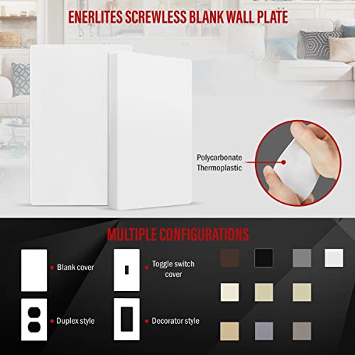 ENERLITES Screwless Blank Wall Plate, Child Safe Blank Device Outlet Cover, Standard Size, 1-Gang 4.68" x 2.93", Polycarbonate Thermoplastic, UL Listed, SI8801-W, Glossy, White by ENERLITES - Image 3
